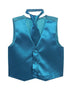 Tip Top Kids Little Boys Teal Three Button Satin Vest Tie 2 Pc Set 2-6 - SophiasStyle.com
